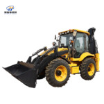 Машина с двумя передними лопатами и задними экскаваторами четырехприводной гидродизельный бульдозер